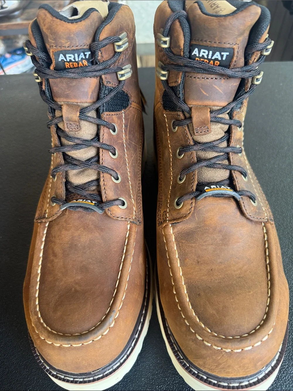 Ariat Brown Leather Men's Rebar Lace-Up Work Boots Size 11 Wide NWT